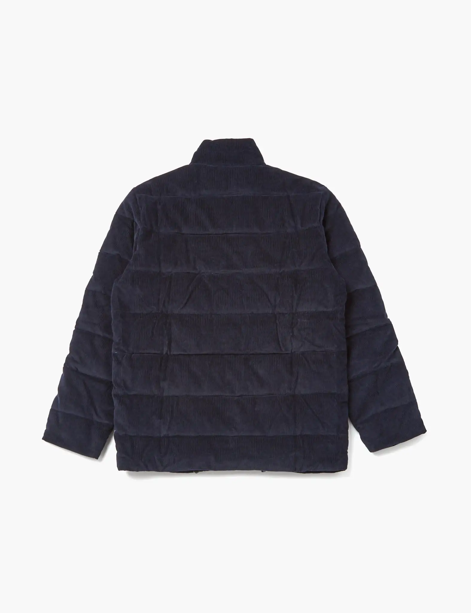 Barbour Crested Baffle Quilt Coat (Cord) - Navy Blue/Ivy Tartan