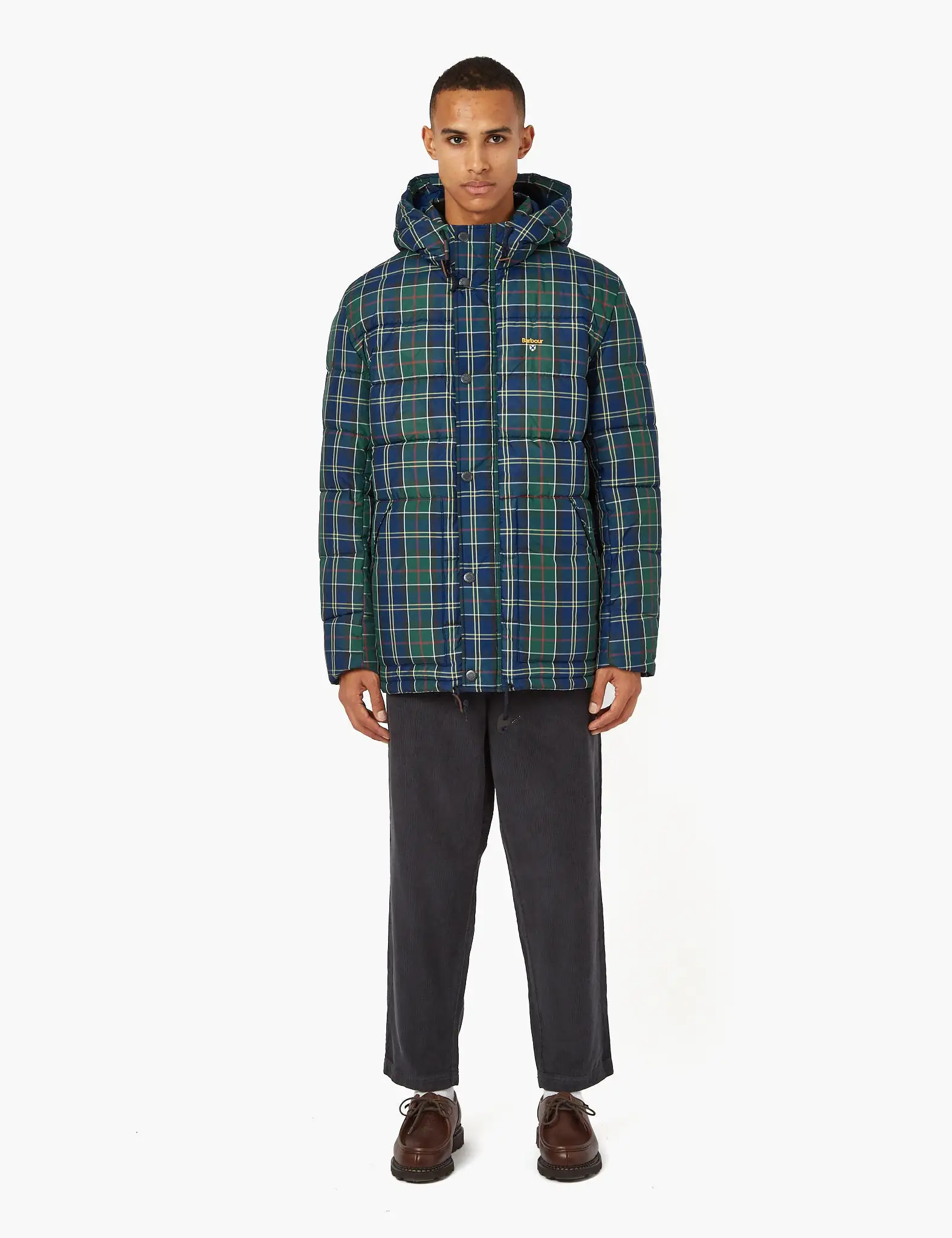 Barbour Tartan Blaine Baffle Quilt Coat - Ivy Tartan Green