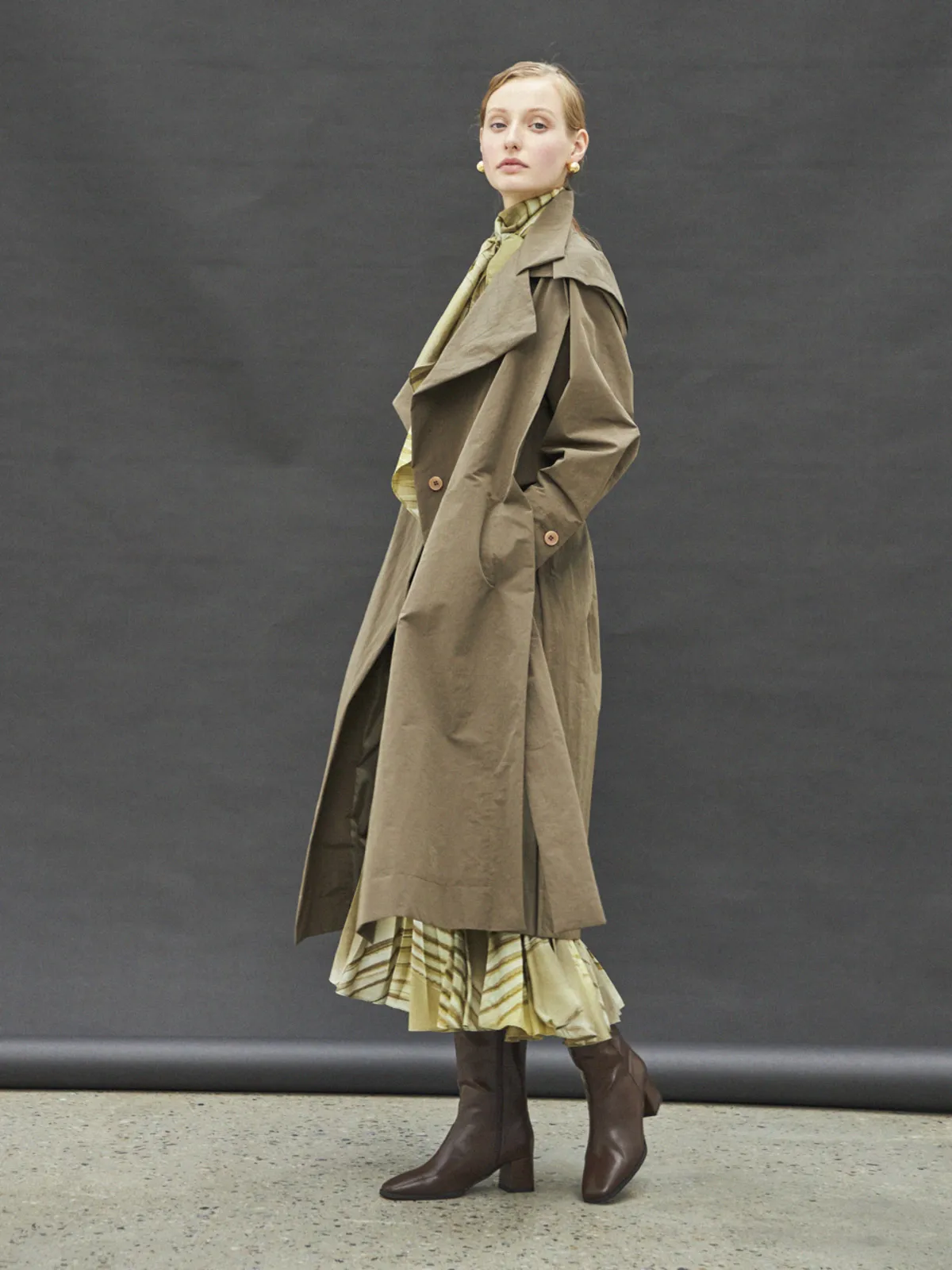 Belted Single Trench Coat - Khaki