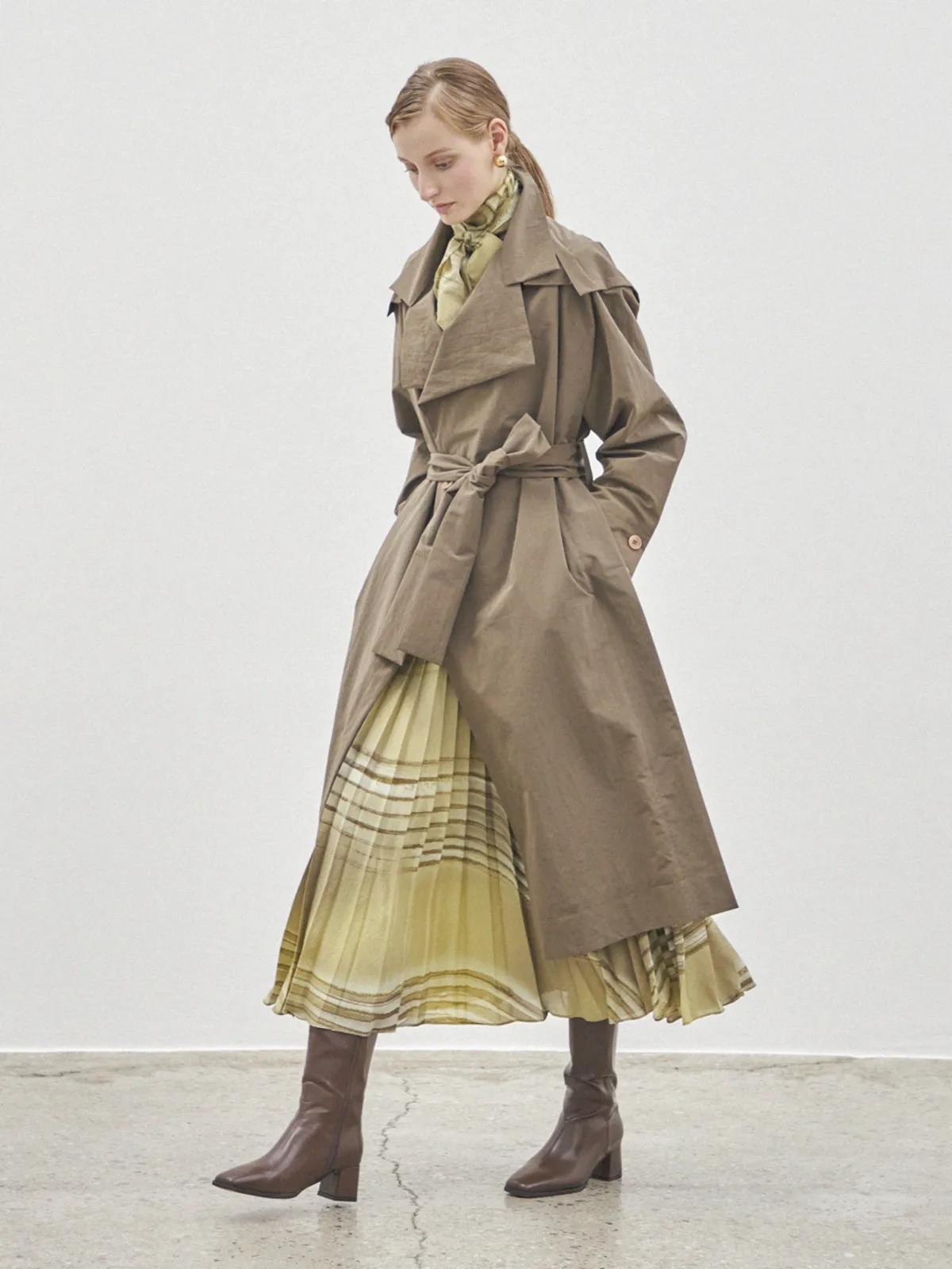 Belted Single Trench Coat - Khaki