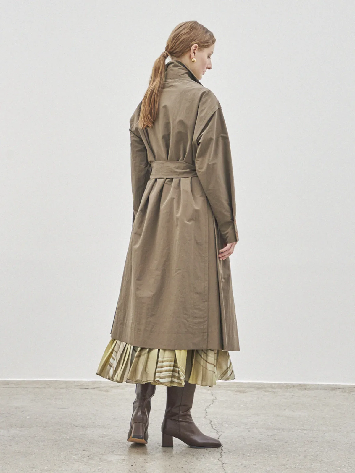 Belted Single Trench Coat - Khaki