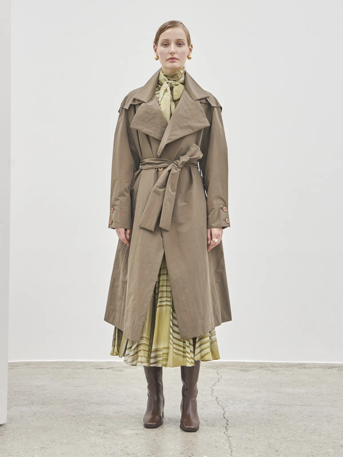 Belted Single Trench Coat - Khaki