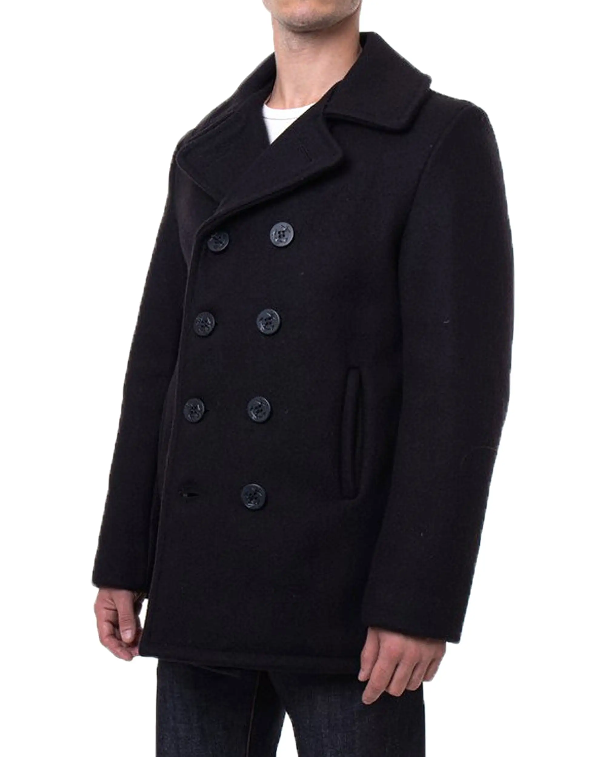 Cappotto Schott NYC Classic Melton Wool Navy Pea Coat