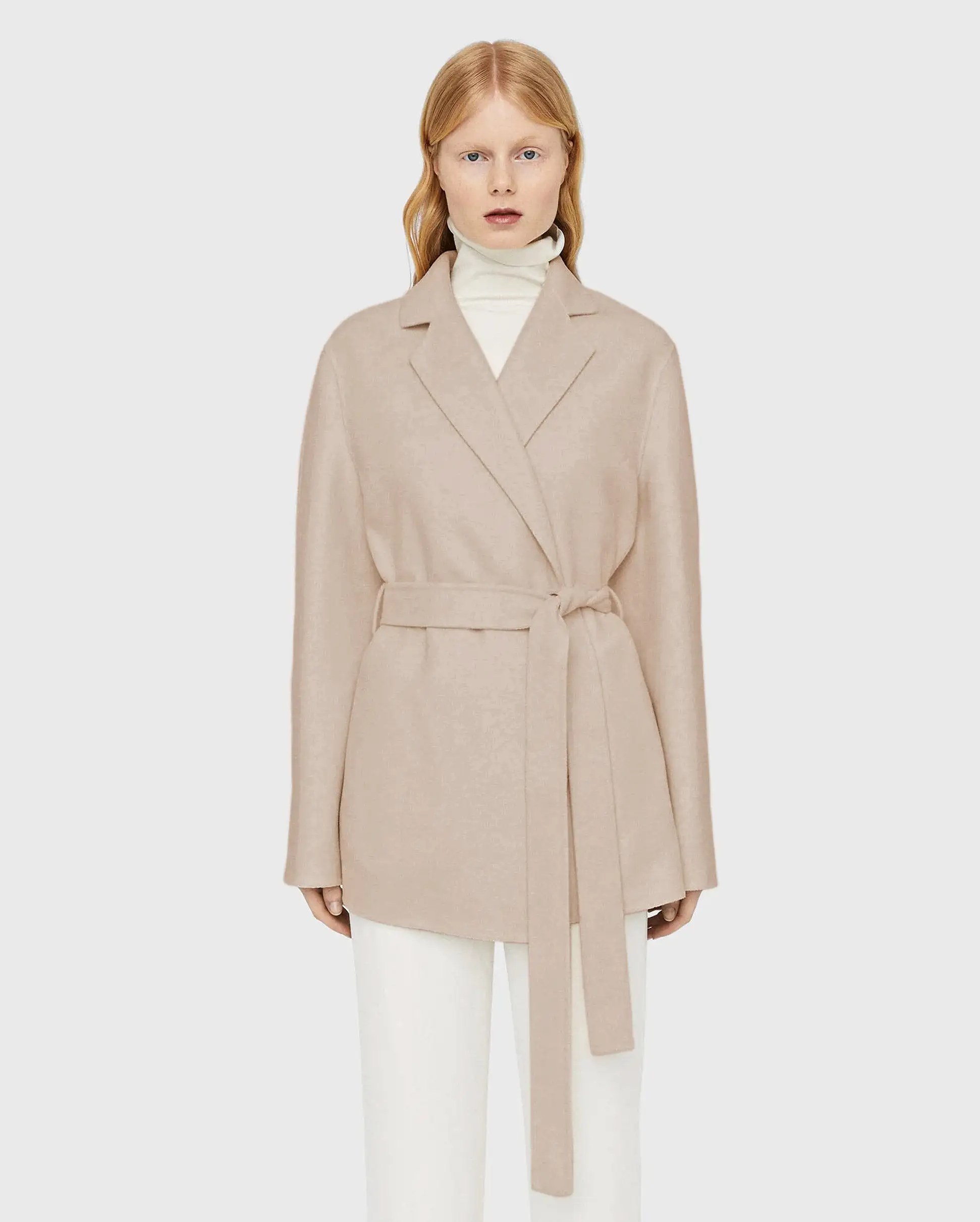 CENDA SHORT WRAP COAT / PARCHMENT