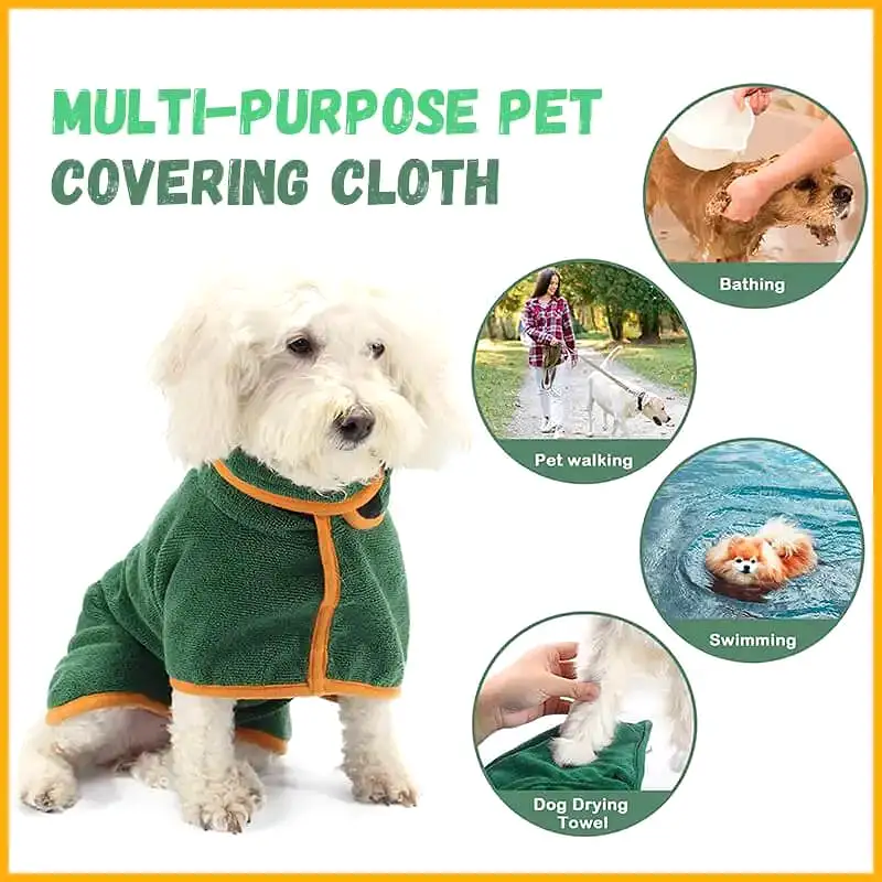 Dog Bathrobe Towel Bath Robe Pet Bathrobe Drying Coat Absorbent Towel For Large Medium Small Dog Super Fast Dry Soft Adjustable