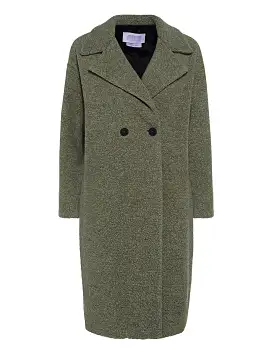 Dropped Shoulder D.B. Coat Boucle - Moss Green