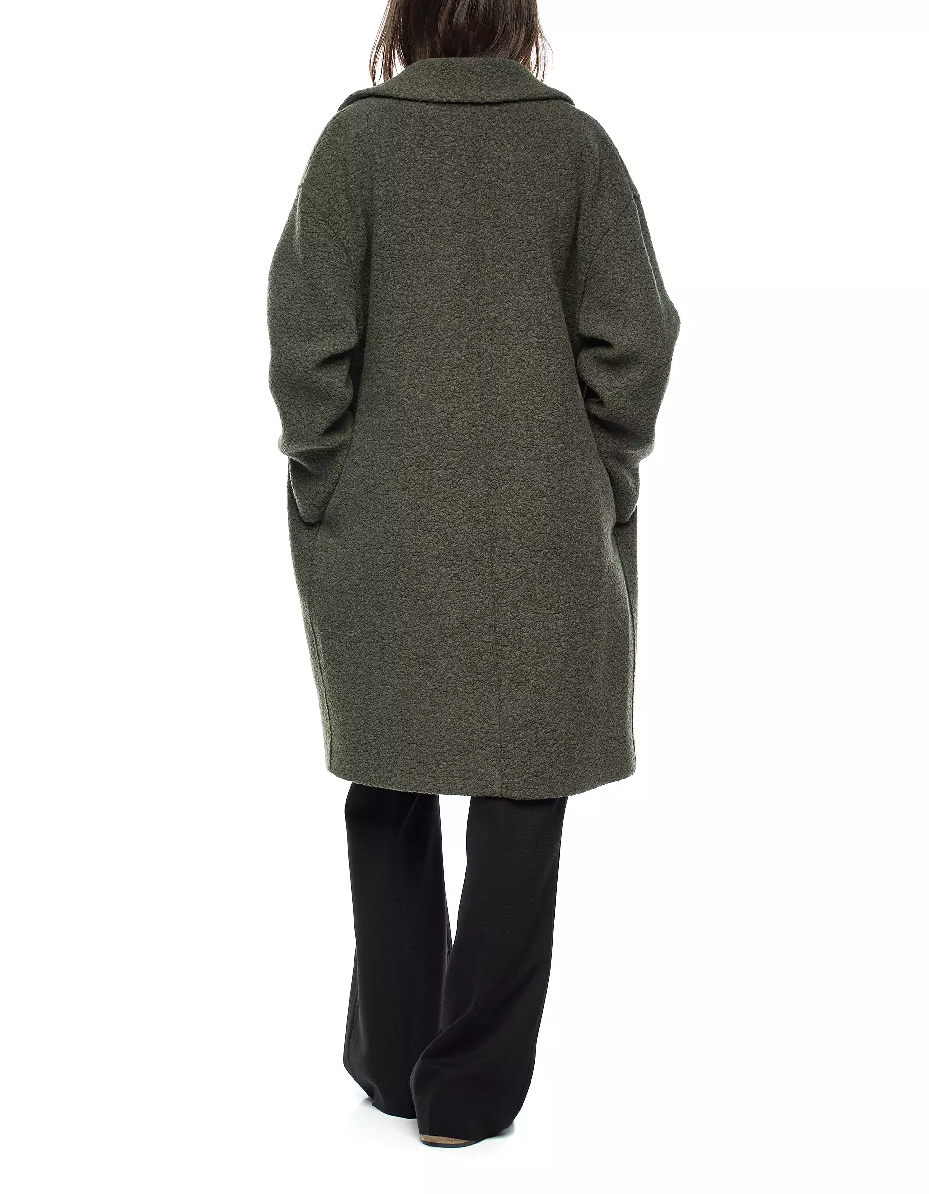 Dropped Shoulder D.B. Coat Boucle - Moss Green