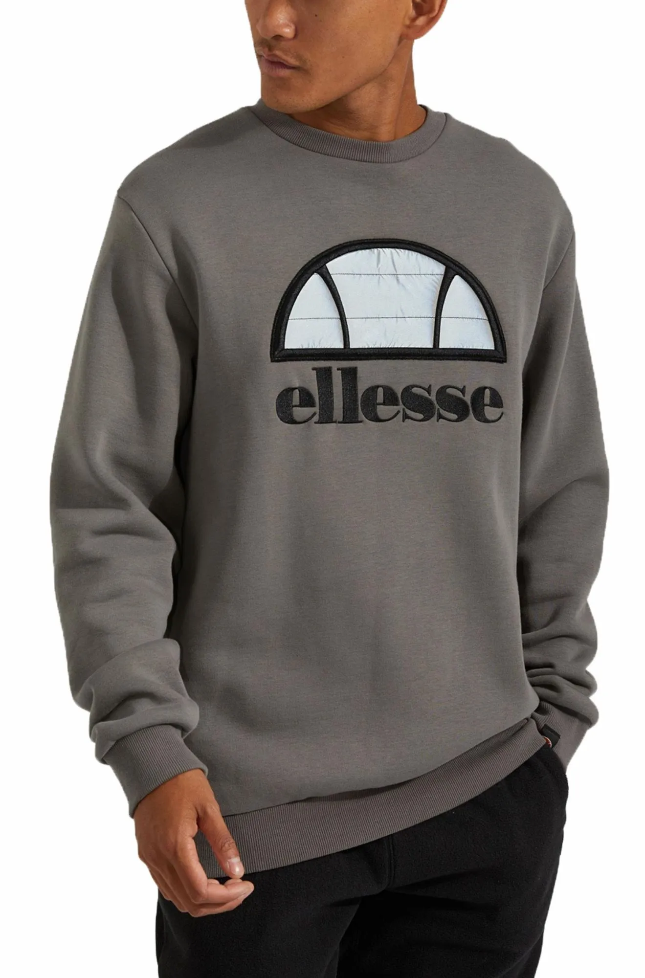 Ellesse Manto Logo Crew Neck Sweatshirt Dark Grey