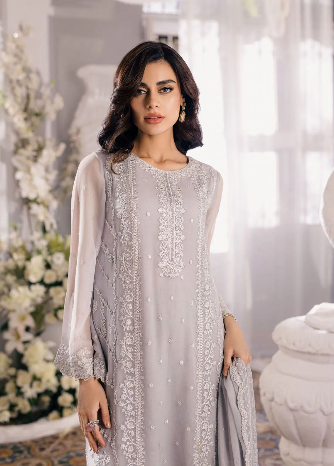 Ensembles By Azure Embroidered Chiffon 3 Piece Unstitched Suit AZU24EF ES-049 MOON STORM