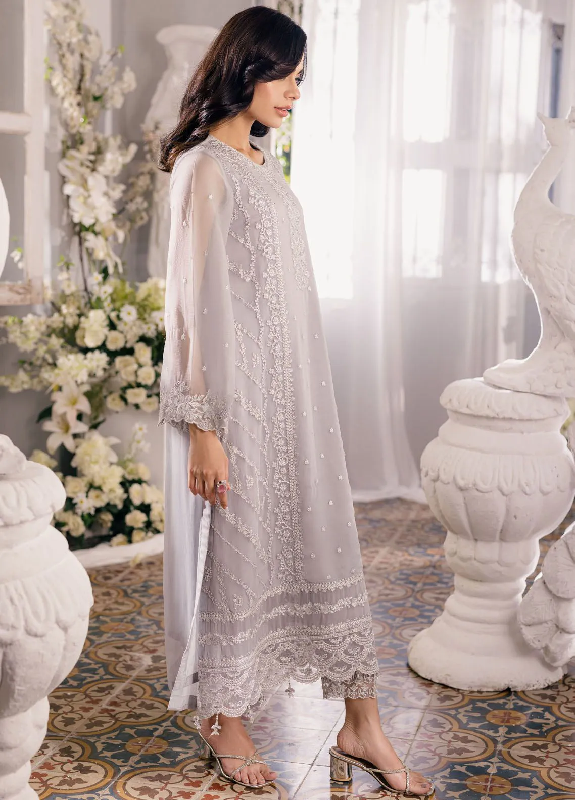 Ensembles By Azure Embroidered Chiffon 3 Piece Unstitched Suit AZU24EF ES-049 MOON STORM