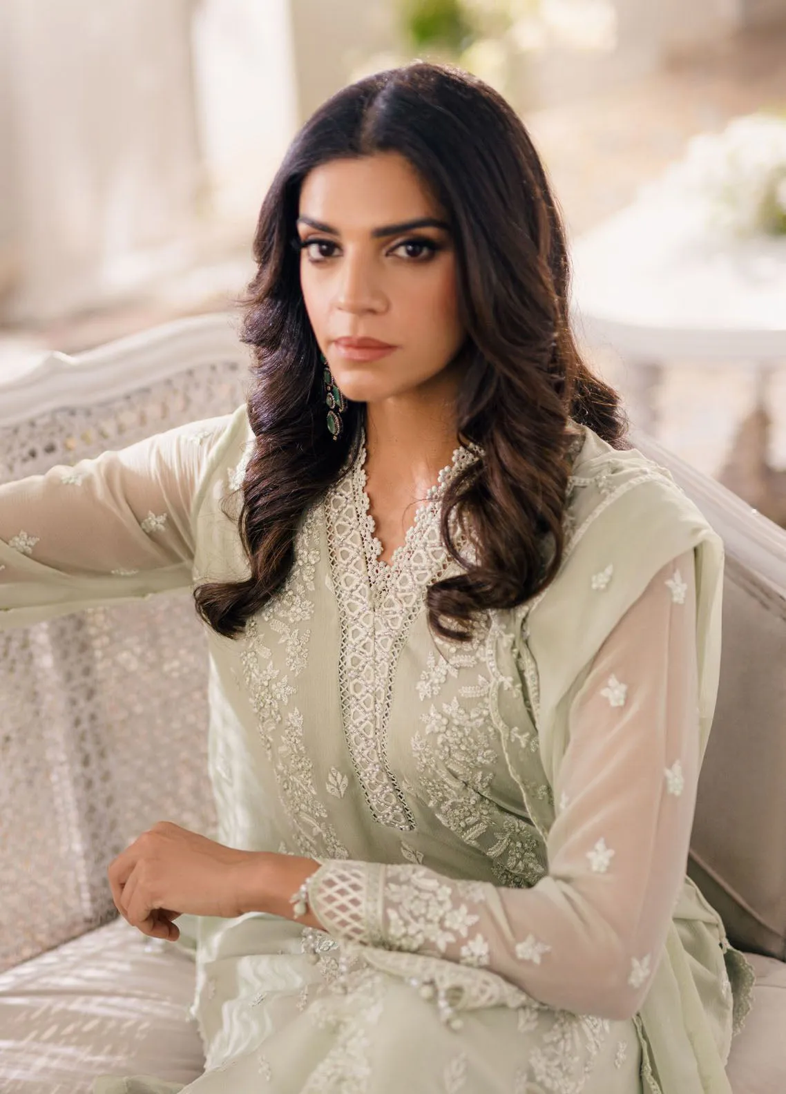 Ensembles By Azure Embroidered Chiffon 3 Piece Unstitched Suit AZU24EF ES-051 ENCHANTED MOSS