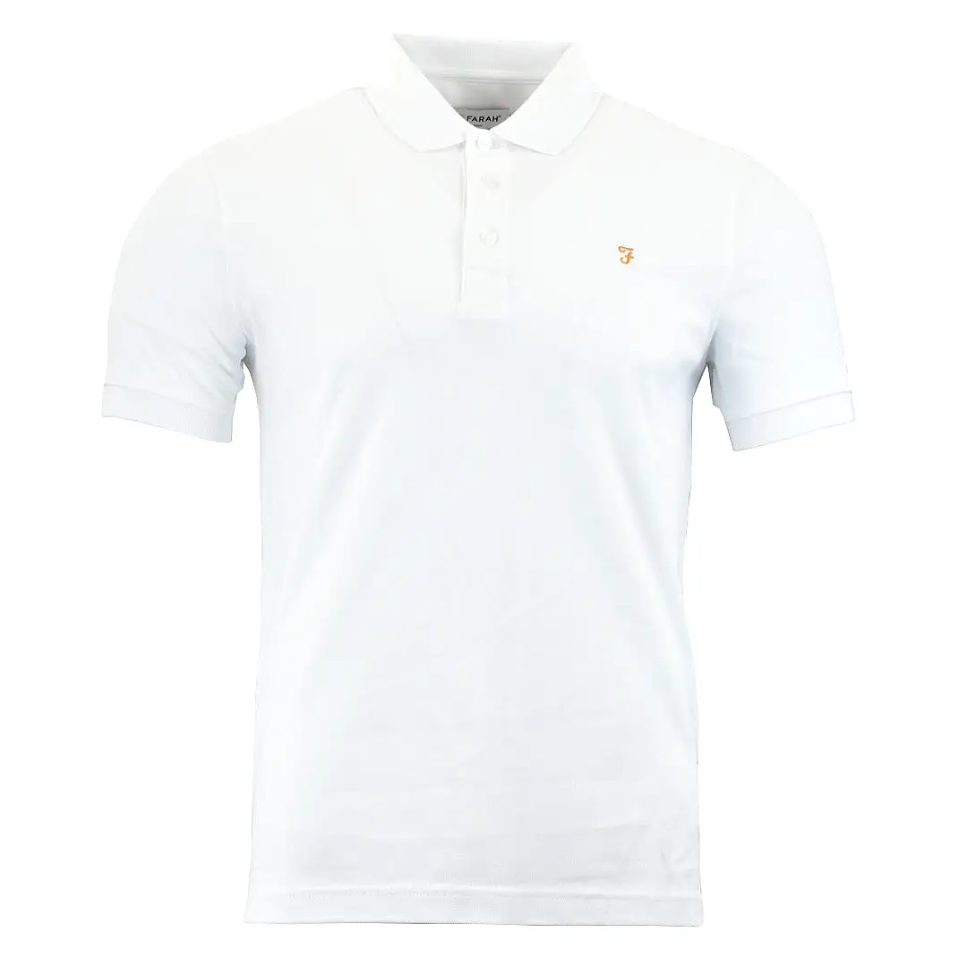 Farah Blanes Slim Fit Organic Polo Shirt - White