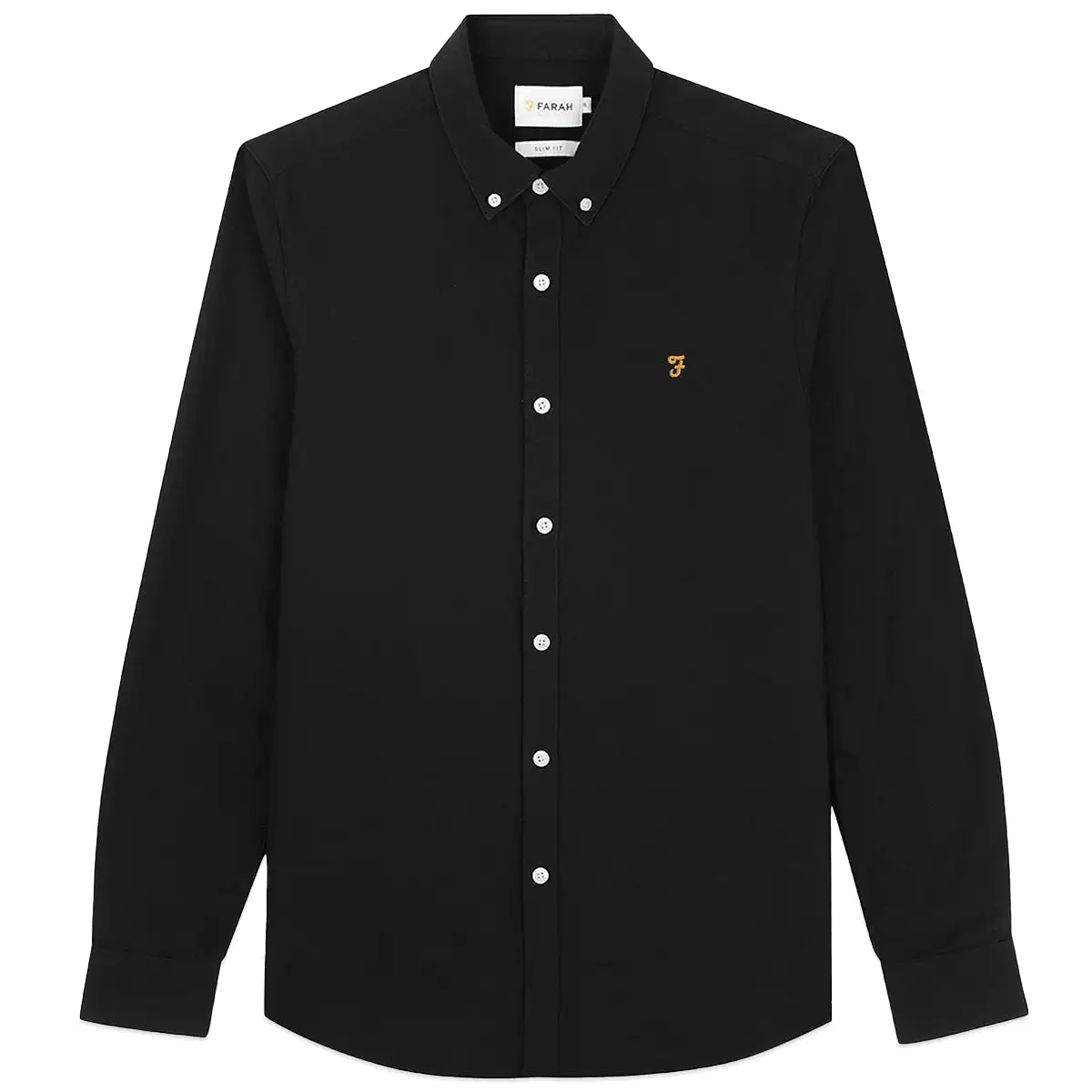 Farah Brewer Slim Fit Oxford Shirt - Black