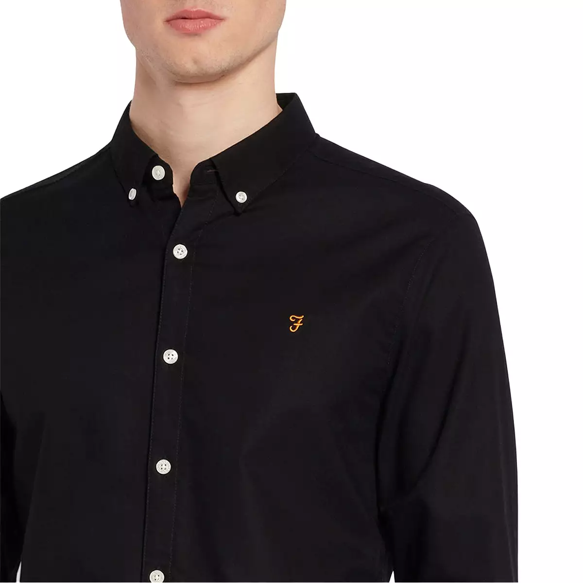 Farah Brewer Slim Fit Oxford Shirt - Black