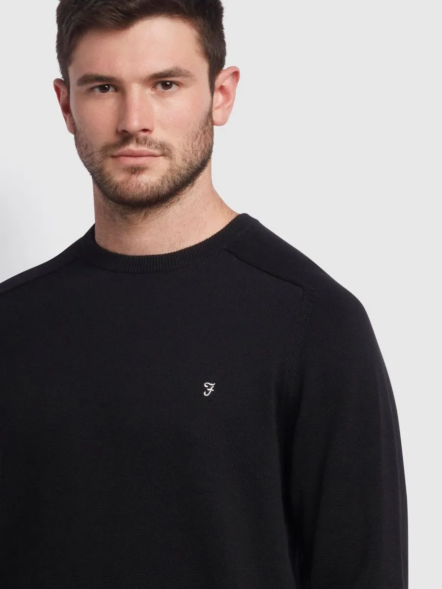 Farah Crew Neck Cotton Jumper Black