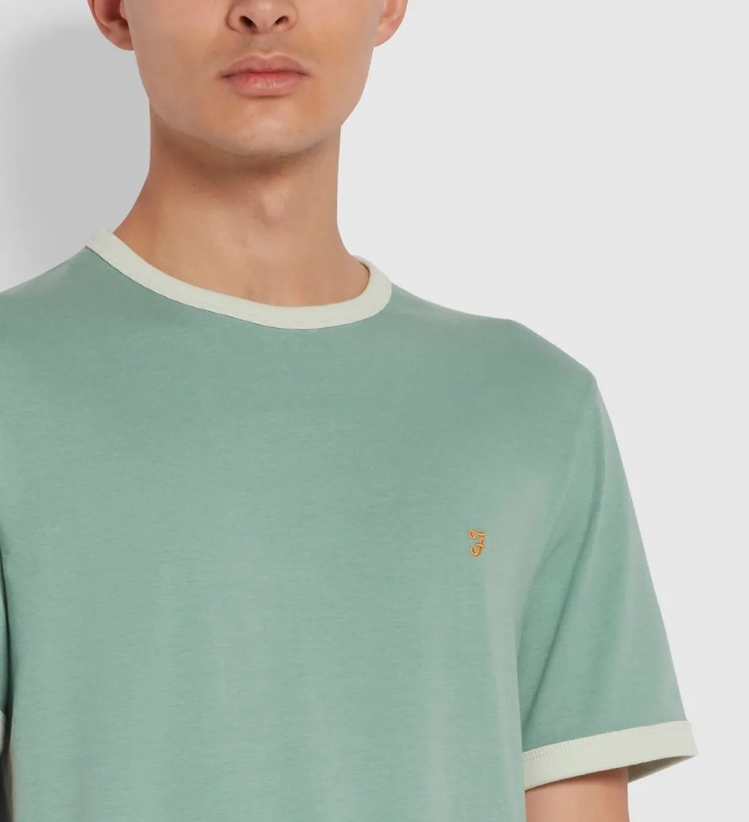 Farah Groves Ringer Crew Neck T-Shirt Jade Green