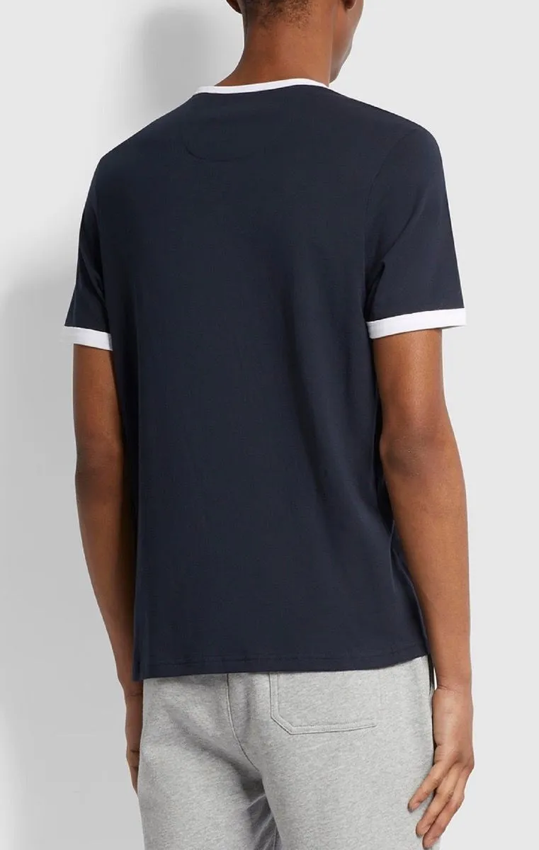 Farah Groves Ringer Crew Neck T-Shirt True Navy