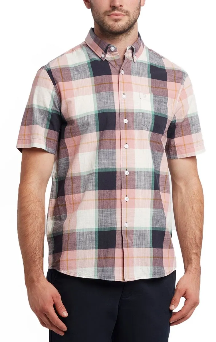 Farah Kasmin Short Sleeve Check Shirt Pastel Pink