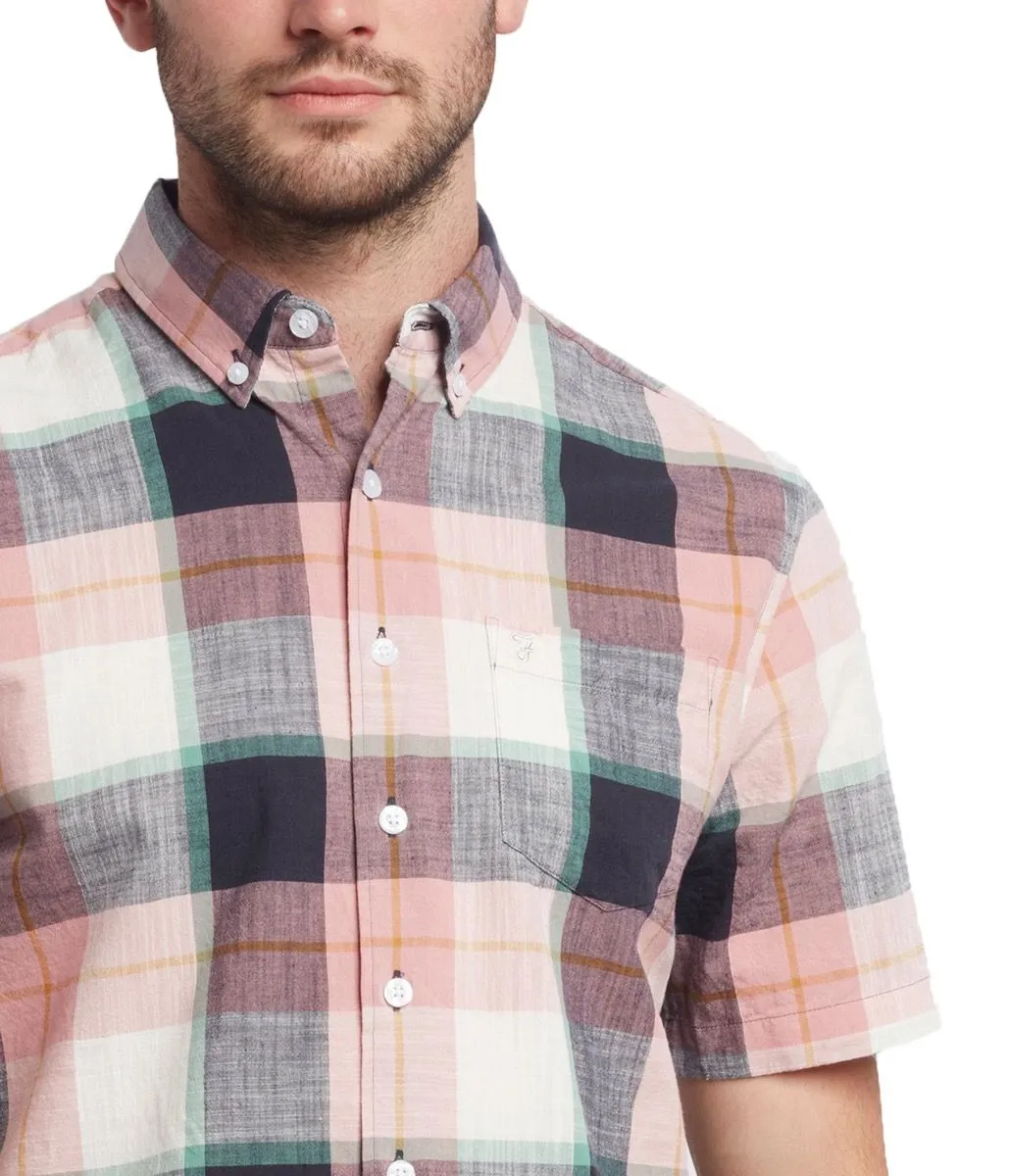 Farah Kasmin Short Sleeve Check Shirt Pastel Pink