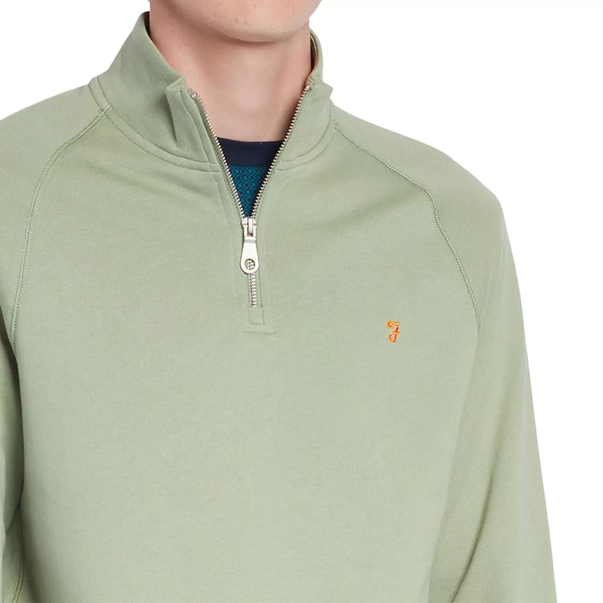 Farah New Jim 1/4 Zip Cotton Sweat - Lily Pad