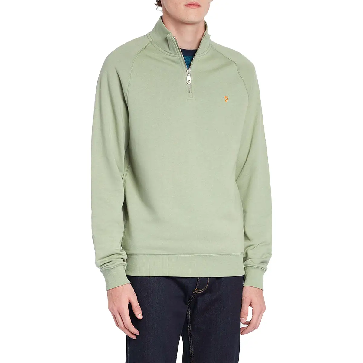 Farah New Jim 1/4 Zip Cotton Sweat - Lily Pad