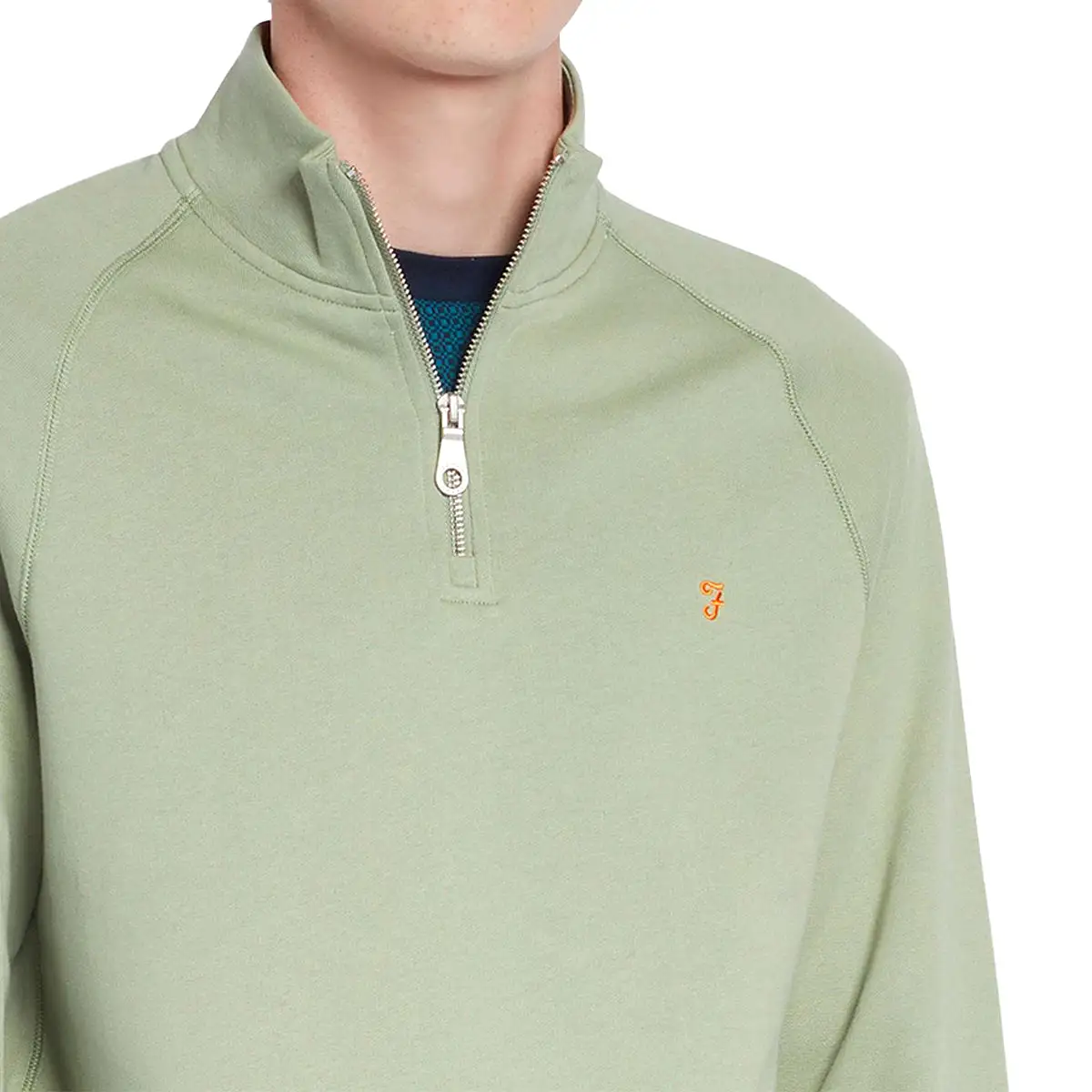 Farah New Jim 1/4 Zip Cotton Sweat - Lily Pad