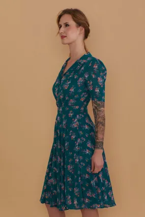 Farah Teal Floral Shirt Dress