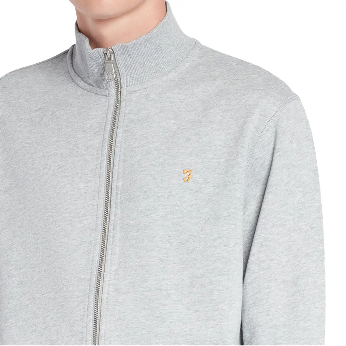 Farah Vance Full Zip Sweat - Light Grey Marl