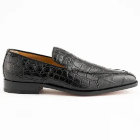 Ferrini 3877 Alligator Slip-on Loafers Black