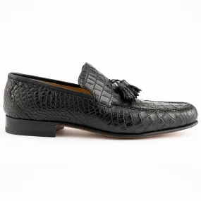 Ferrini 3918 Crocodile Tassel Loafers Black