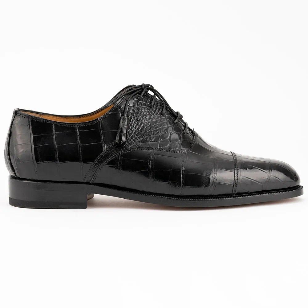 Ferrini 4234 Alligator Cap Toe Shoes Black