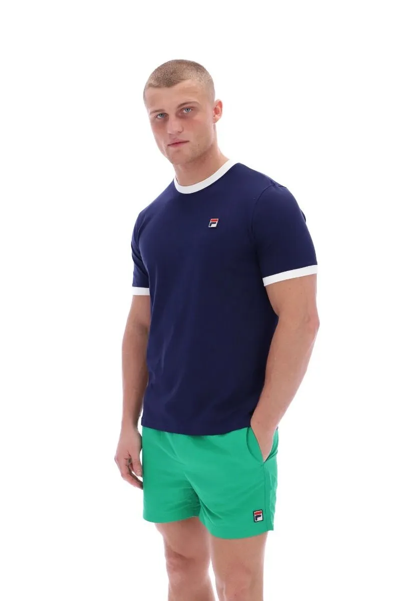 Fila Marconi Crew Neck T-Shirt Navy/Gardenia