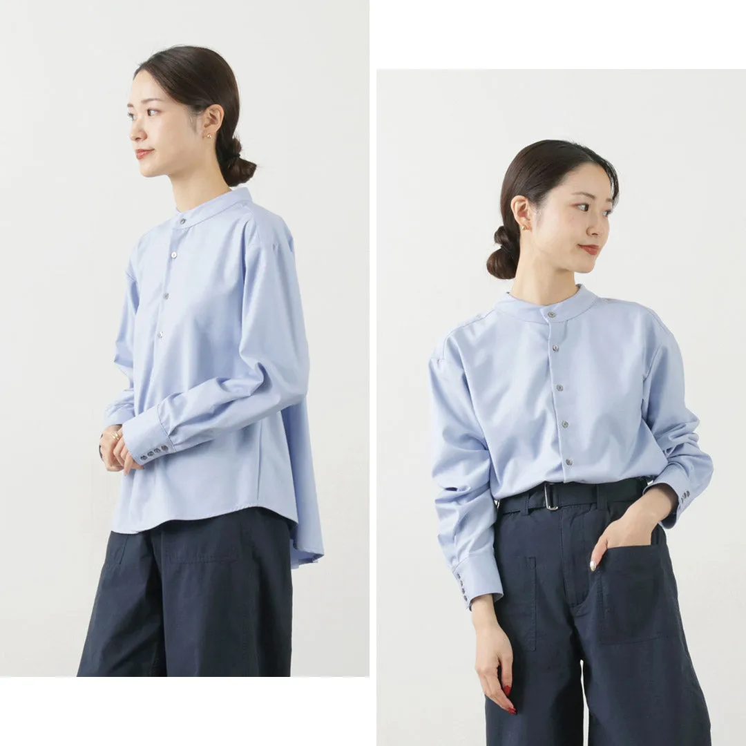 KELEN（ケレン） ES バックフレア ブラウス / レディース トップス 長袖 シャツ ノーカラー バンドカラー 無地 ES Back Flared Blouse