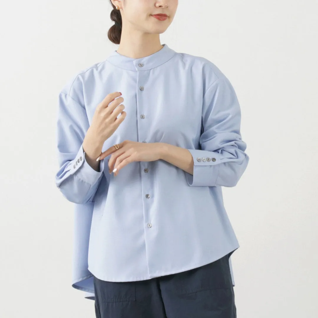 KELEN（ケレン） ES バックフレア ブラウス / レディース トップス 長袖 シャツ ノーカラー バンドカラー 無地 ES Back Flared Blouse