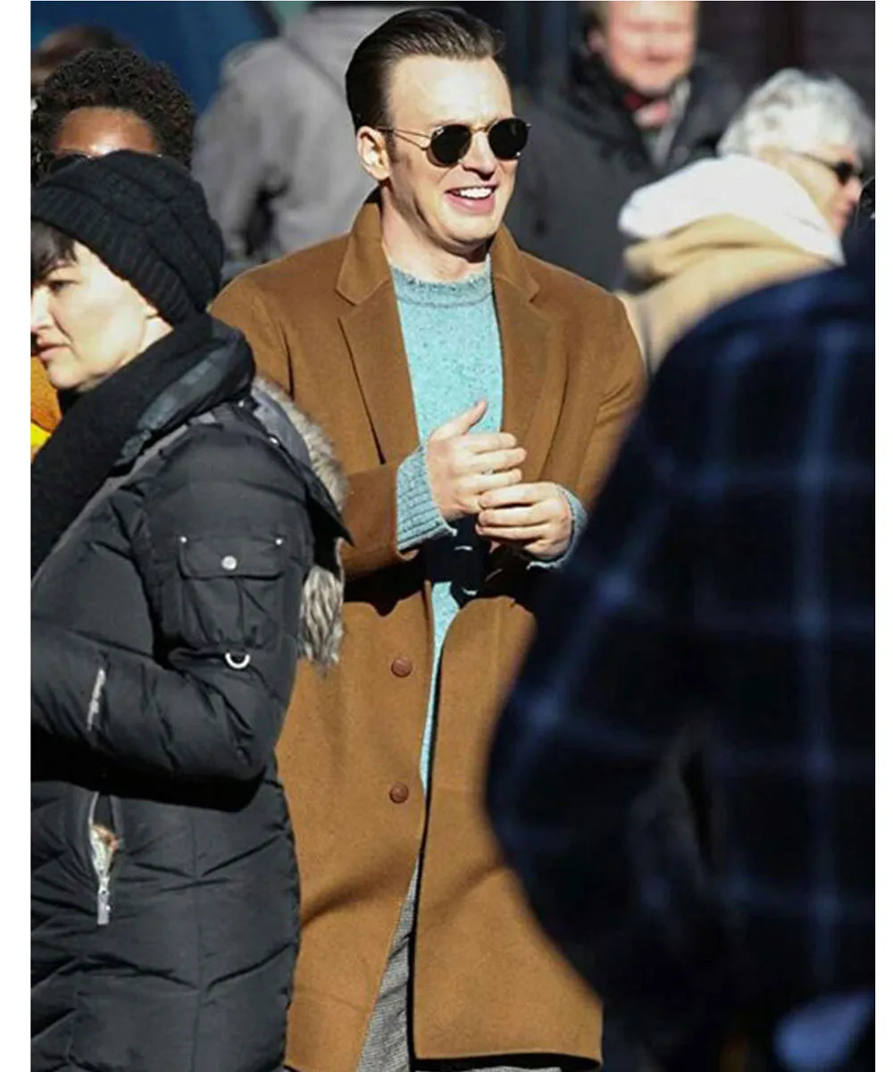 Knives Out Chris Evans Brown Coat