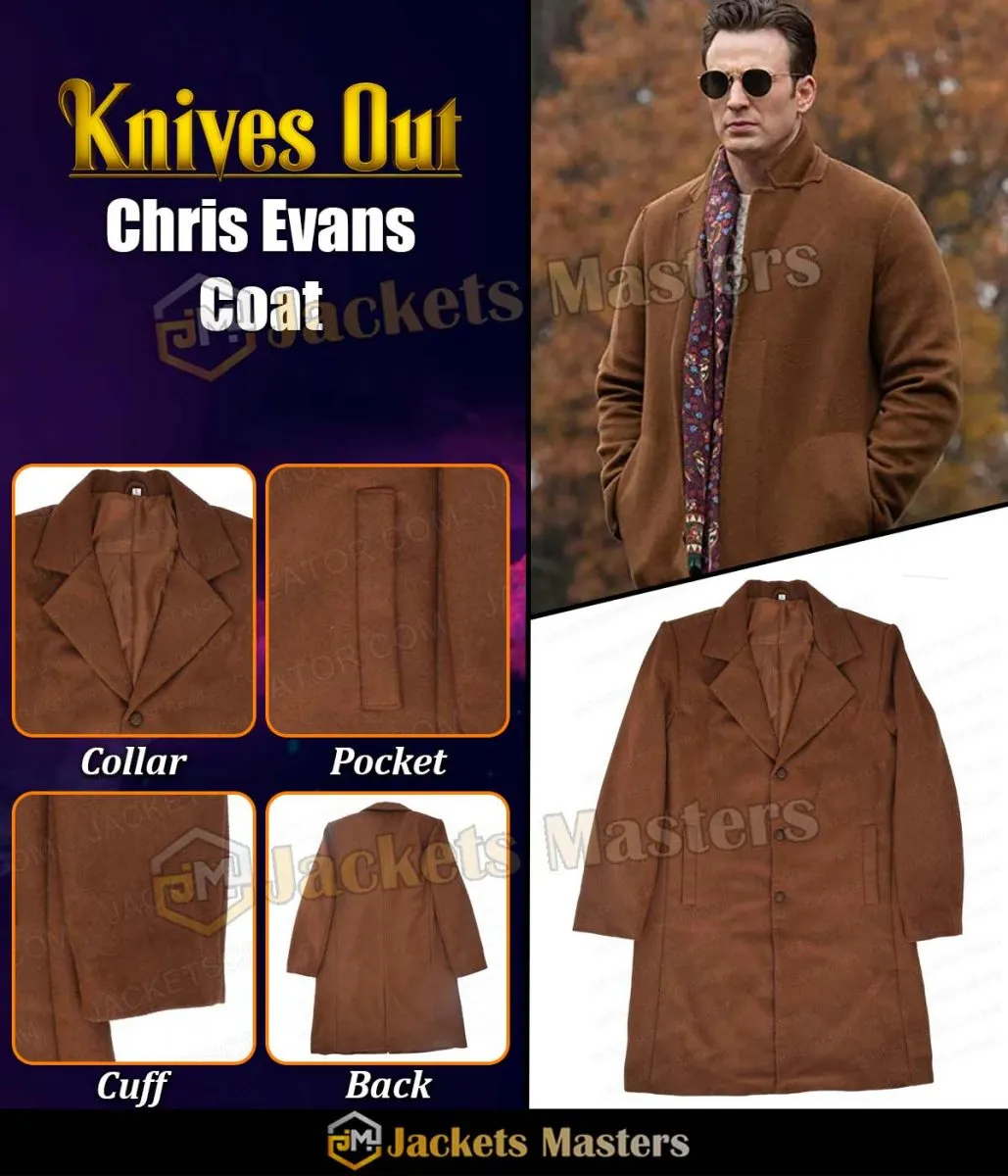 Knives Out Chris Evans Brown Coat