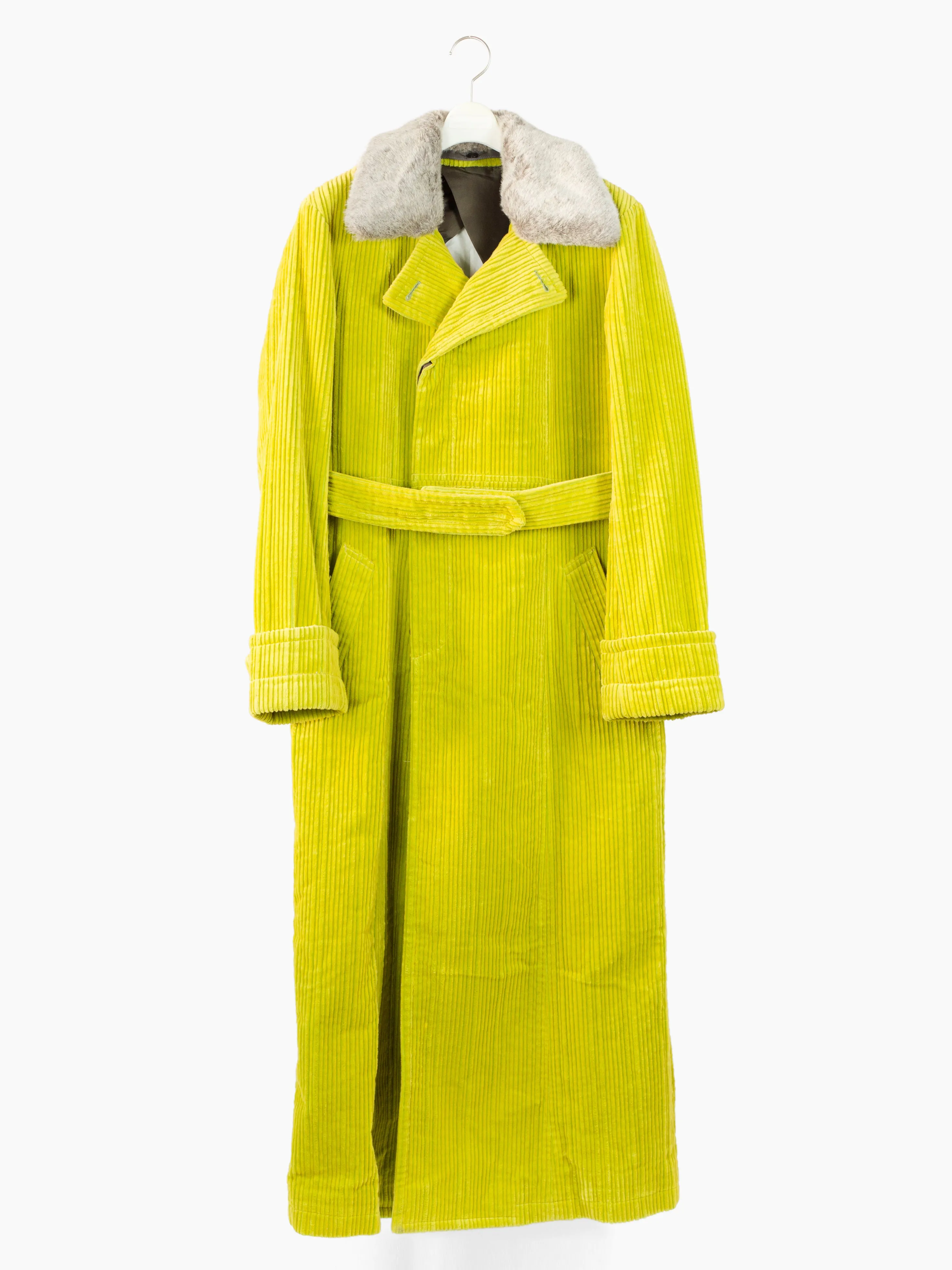 Masaki Matsushima 90s Chartreuse Corduroy Maxi Coat