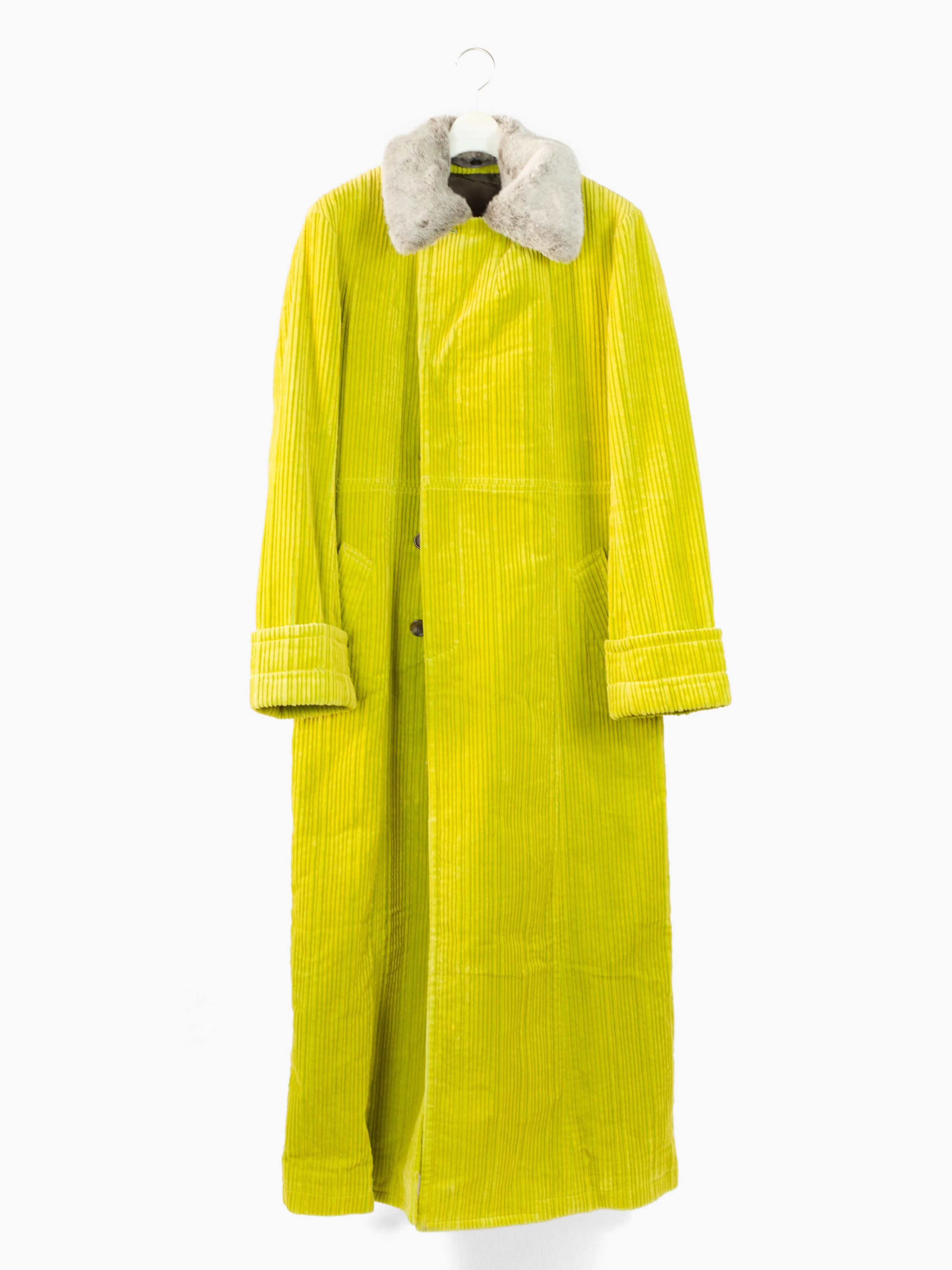 Masaki Matsushima 90s Chartreuse Corduroy Maxi Coat