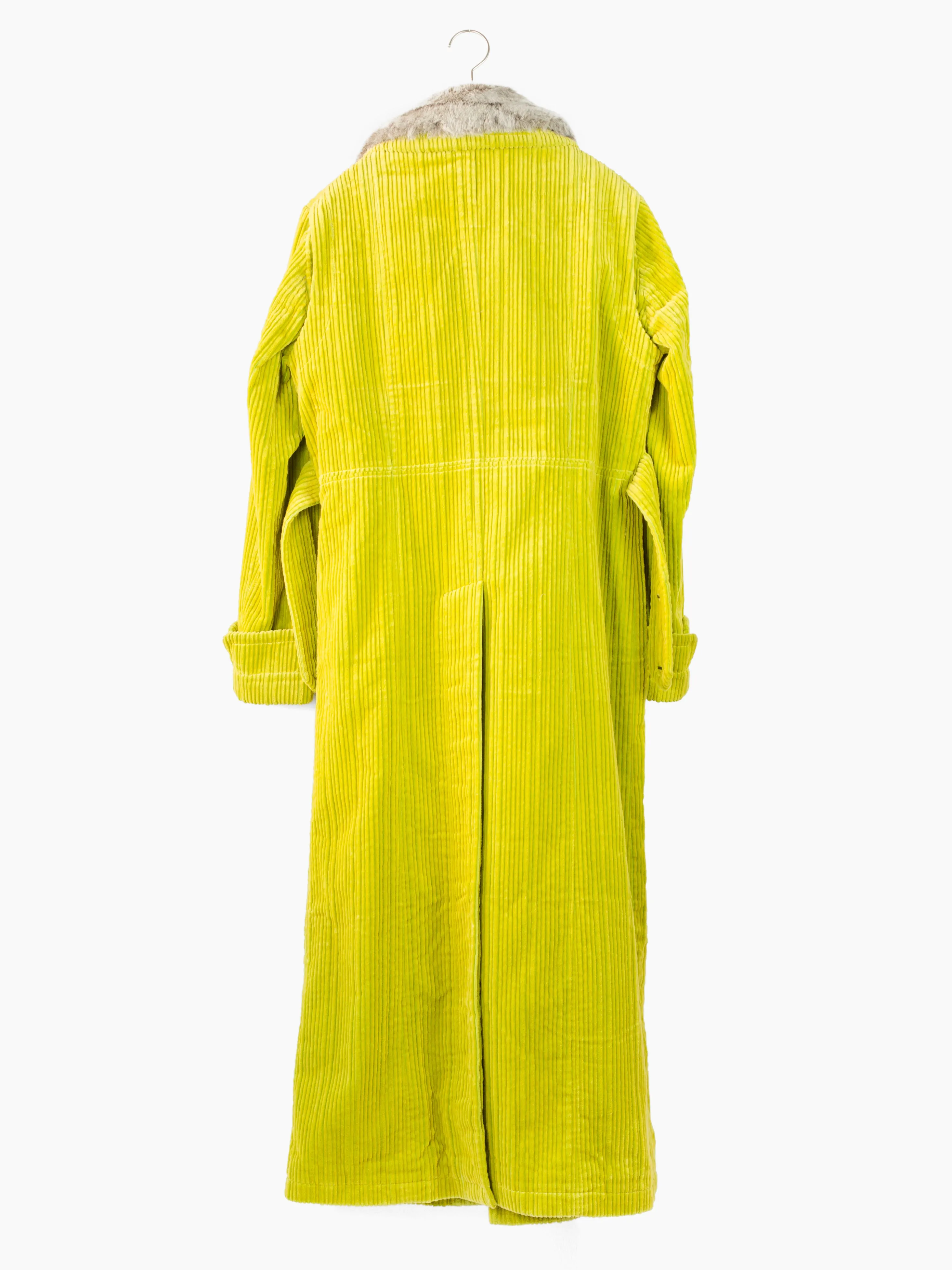 Masaki Matsushima 90s Chartreuse Corduroy Maxi Coat