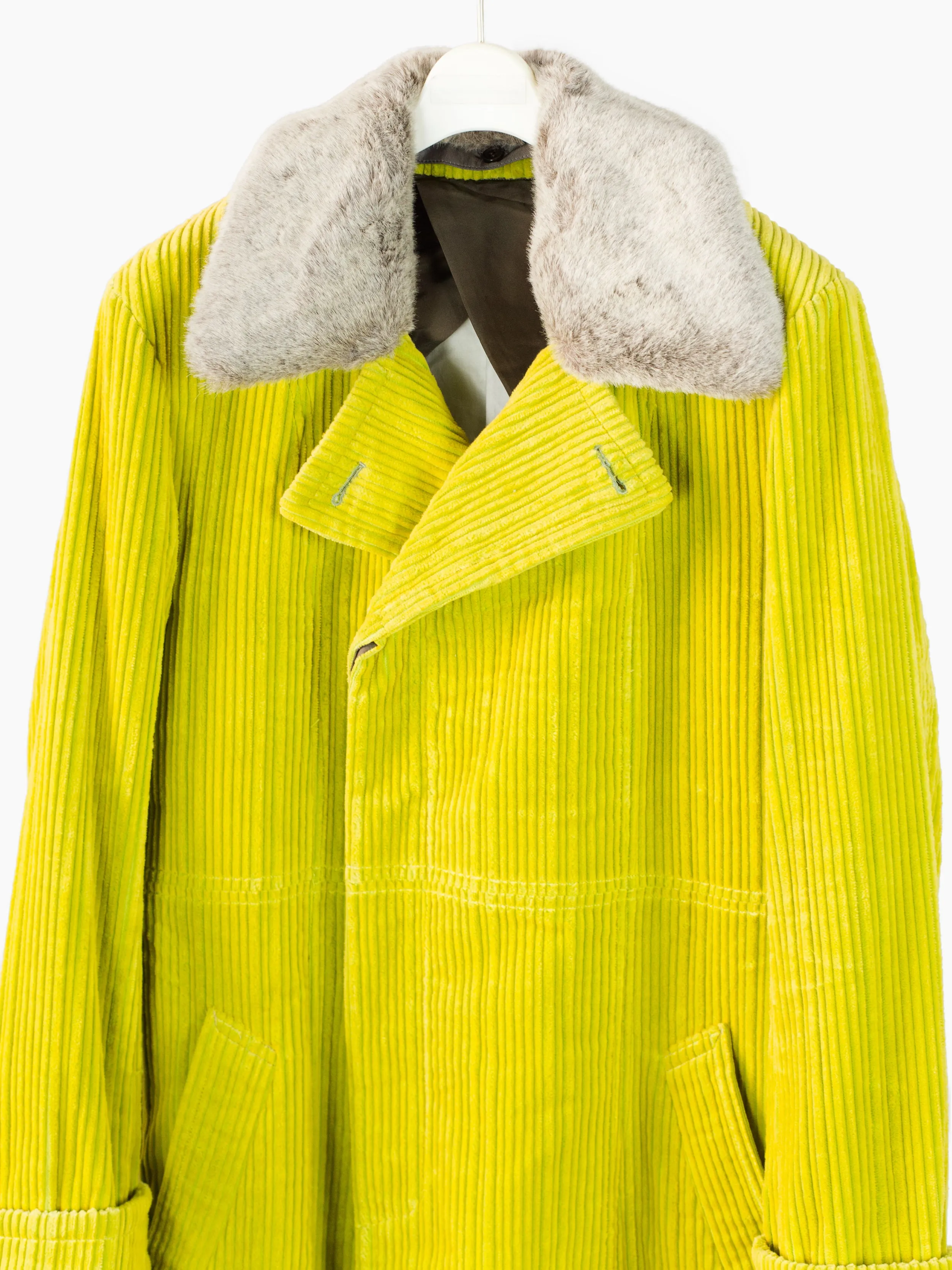 Masaki Matsushima 90s Chartreuse Corduroy Maxi Coat