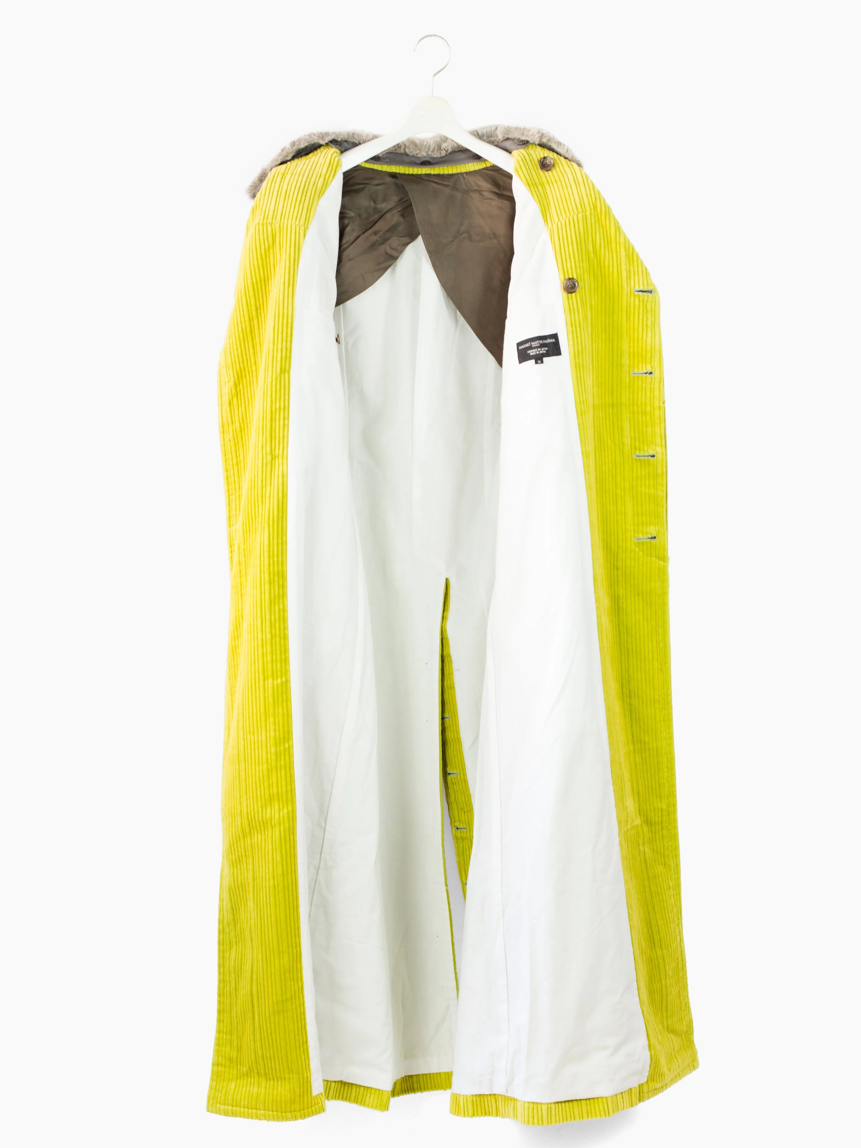 Masaki Matsushima 90s Chartreuse Corduroy Maxi Coat