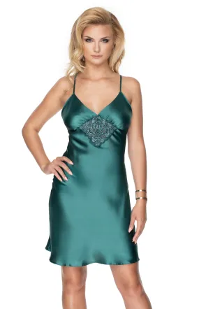 Nuisette satin bretelles croisées verte Emerald