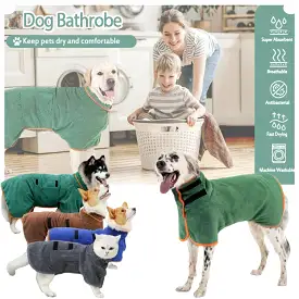 Pet Drying Coat Absorbent Bathrobe Towel Large Medium Small Dog Super Fast Drying Moisture Bath Bags Robe Soft Adjustable