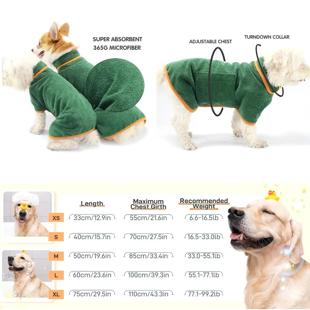 Pet Drying Coat Absorbent Bathrobe Towel Large Medium Small Dog Super Fast Drying Moisture Bath Bags Robe Soft Adjustable