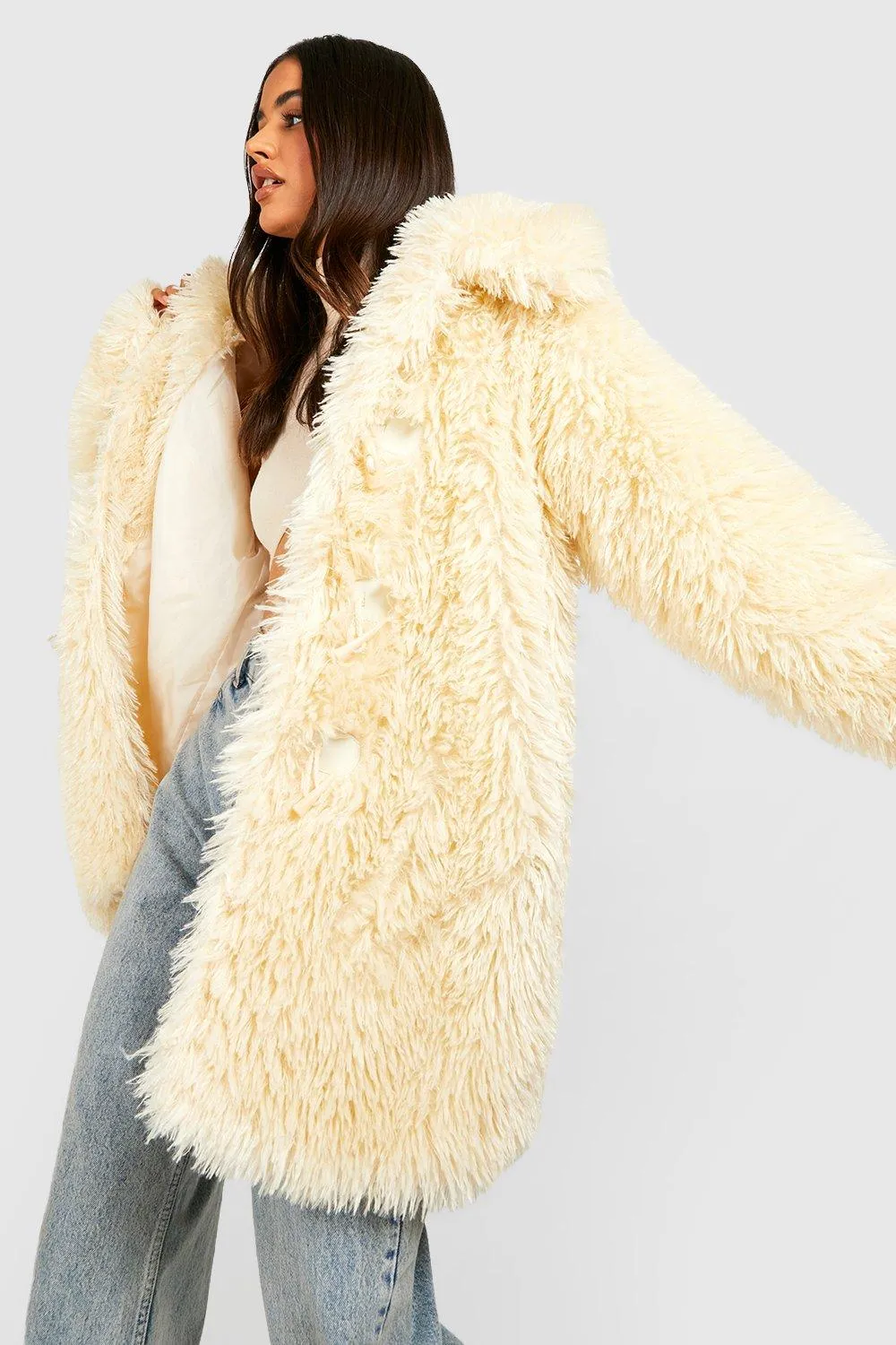 Shaggy Teddy Fur Duffle Coat