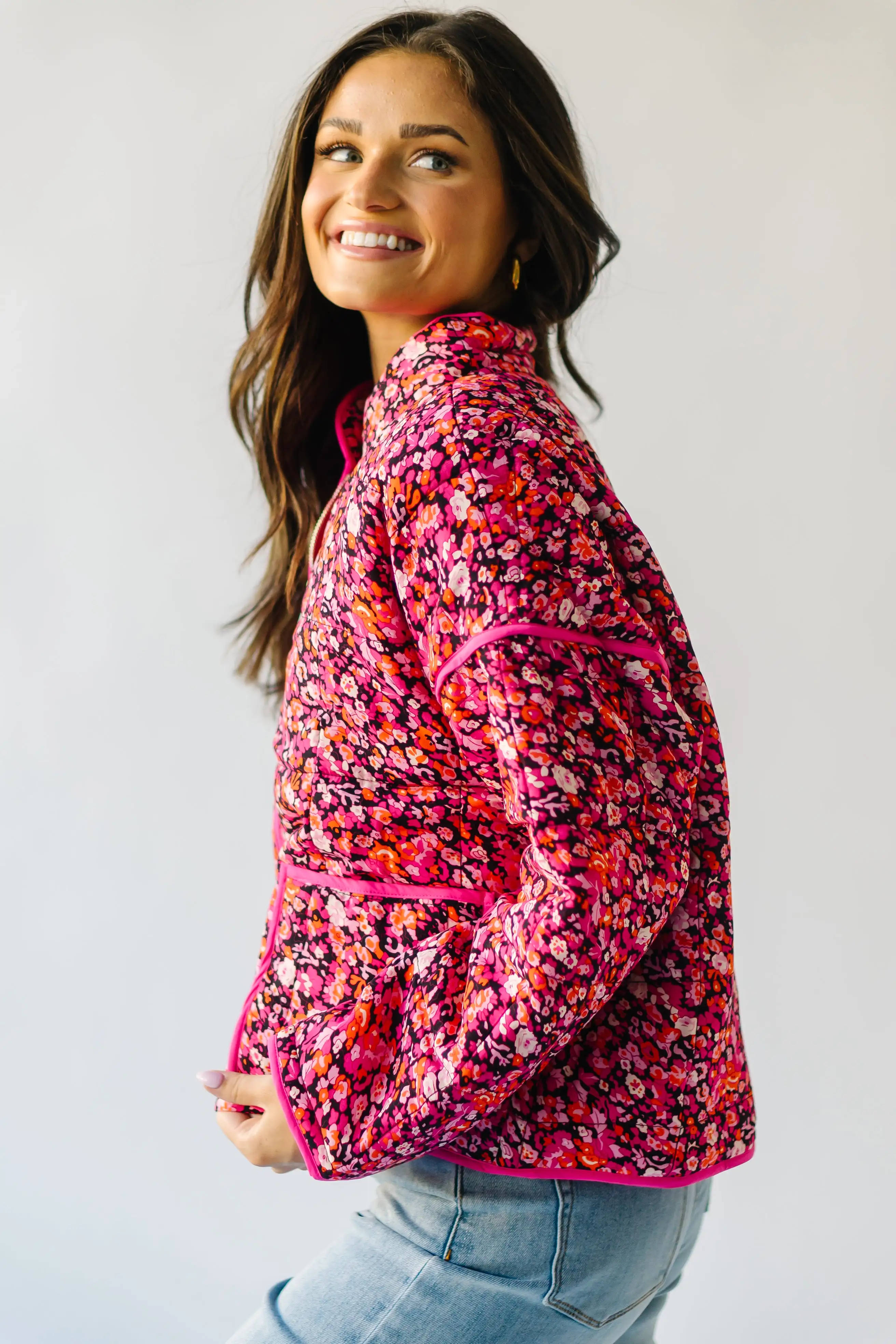 The Seymour Floral Jacket in Fuchsia