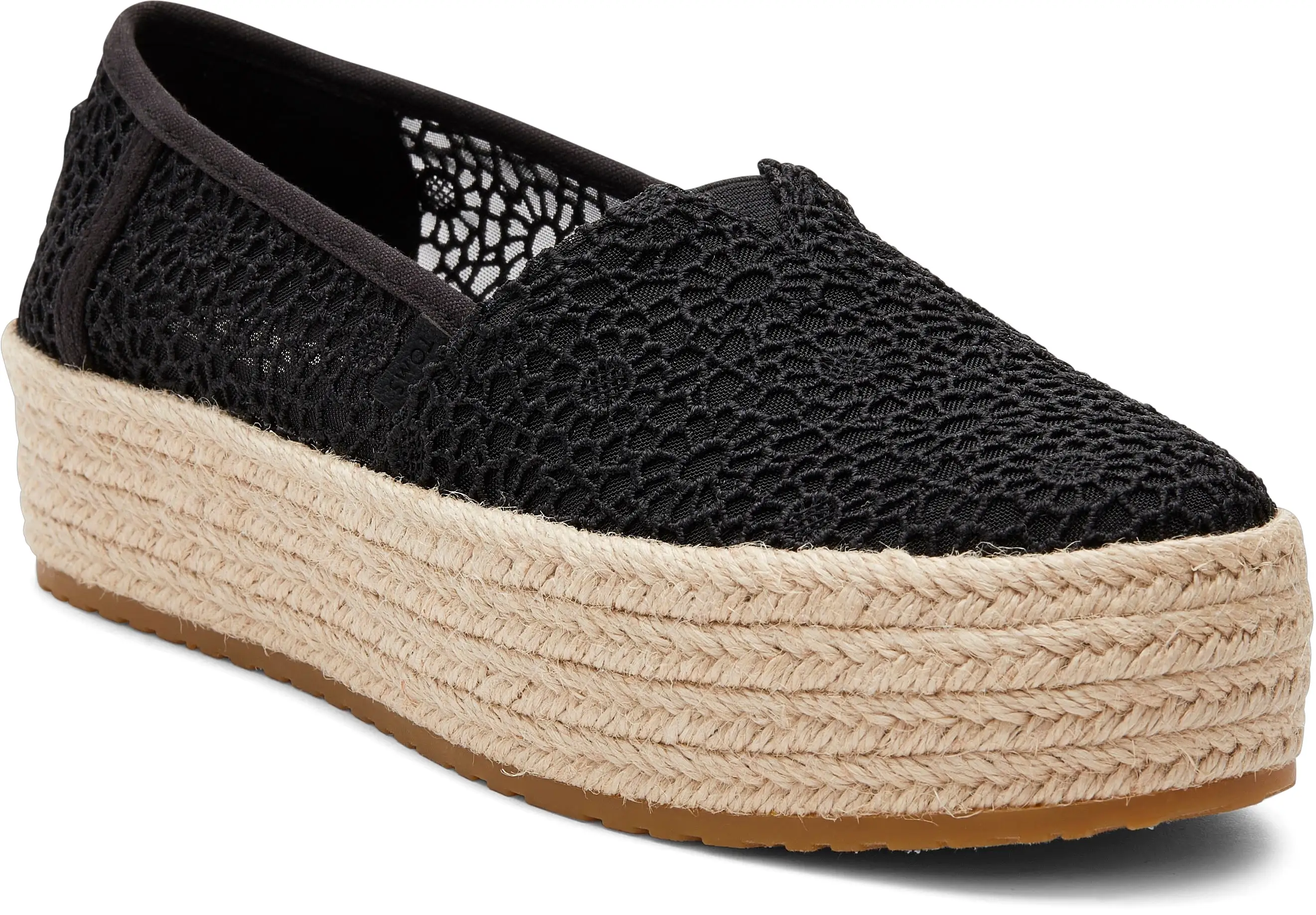 Valencia Platform Espadrille - Black Moroccan Crochet